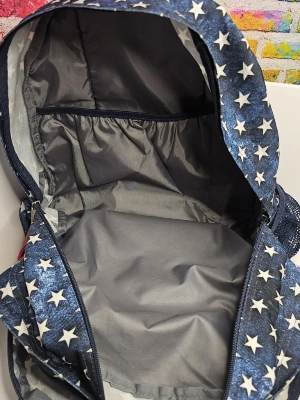 Jansport Trans Supermax Backpack Blue White Stars School Travel Pack 17